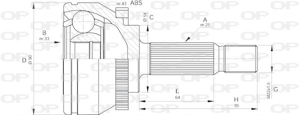 OPEN PARTS Шарнирный комплект, приводной вал CVJ5572.10